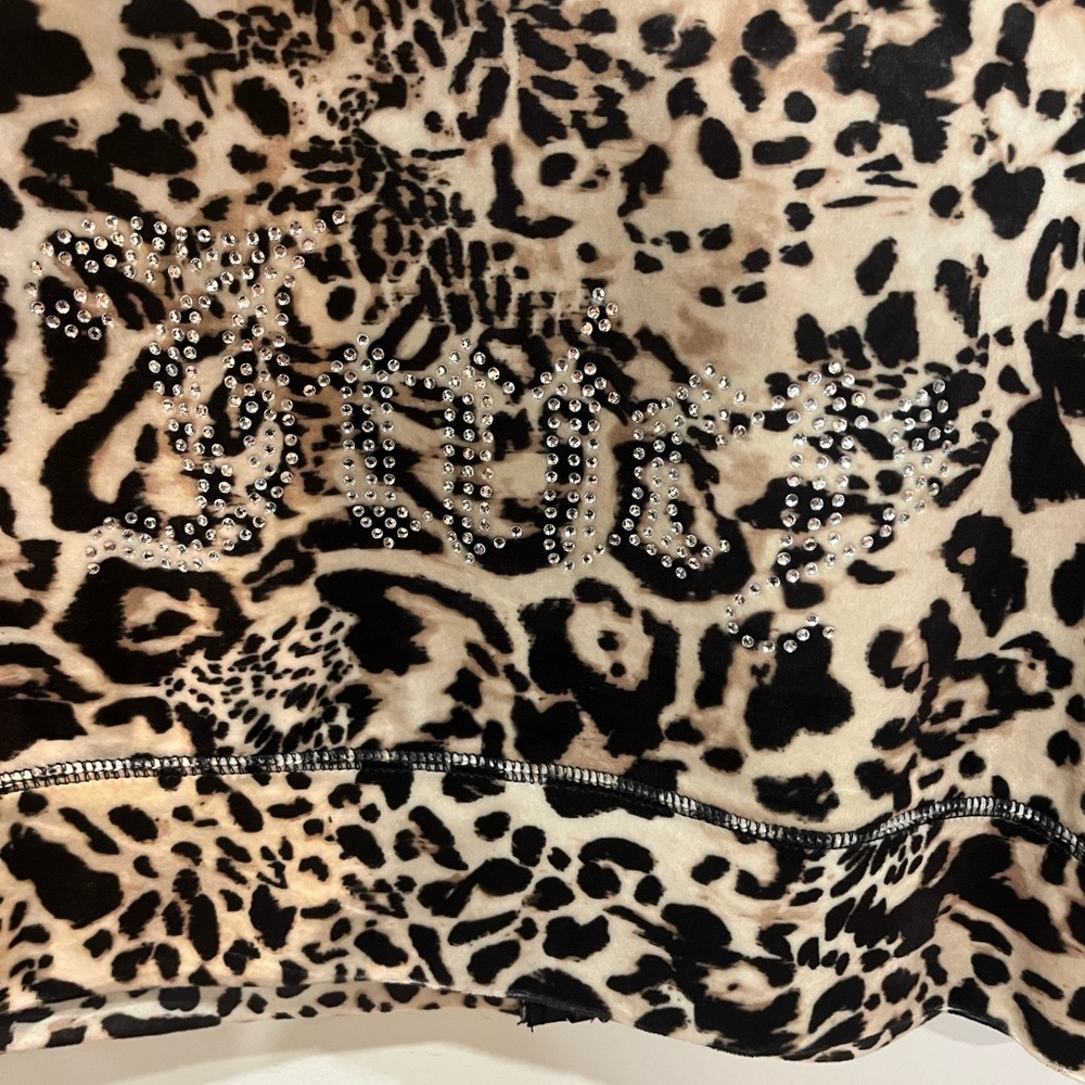 Juicy Couture Velour Tracksuit Set Leopard Women’s Sz XL Bling Flare Leg Y2K NWT - Picture 6 of 10